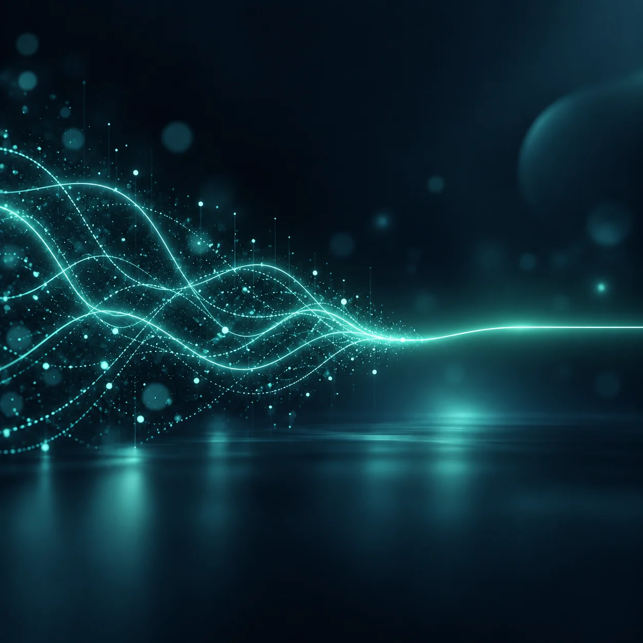 Migrazione sito senza perdere traffico: illustrazione astratta Migrazione sito SEO: percorsi di luce che convergono e si riallineano in un'unica traiettoria